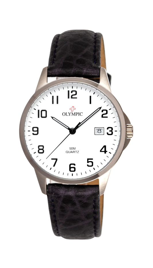 Olympic Gents Titanium White 12 Figure Dial