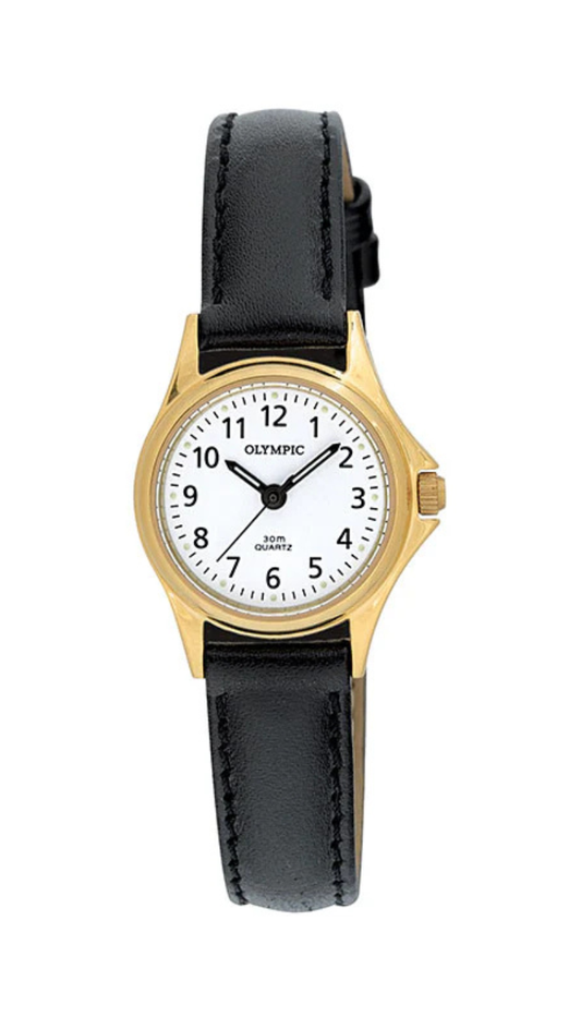 Olympic Ladies Everyday Classic Gold Case with Leather Strap (gold)