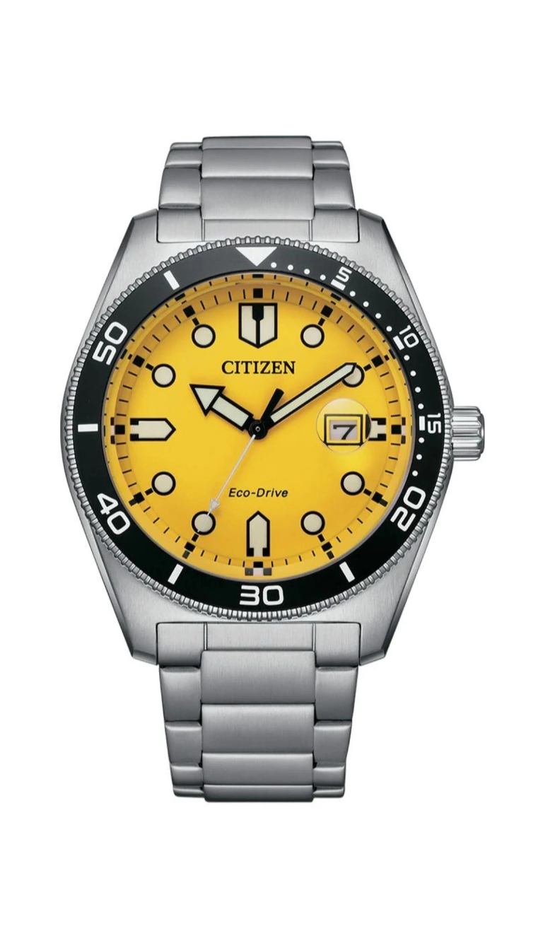 Citizen Gents Eco-Drive Stainless Steel Yellow Dial