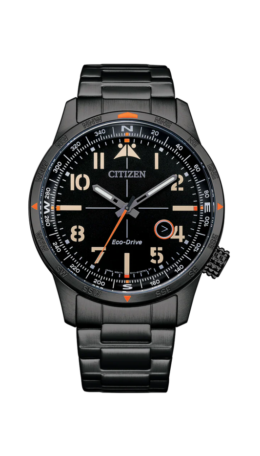 Citizen Gents Eco-Drive Aviator Black Stainless Steel Black Dial