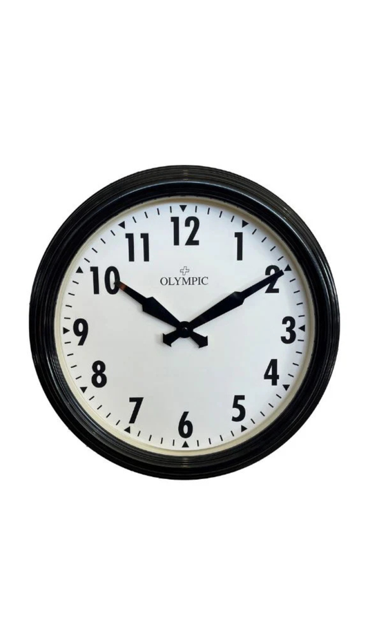 Olympic Topham Station Clock Black Case 32cm