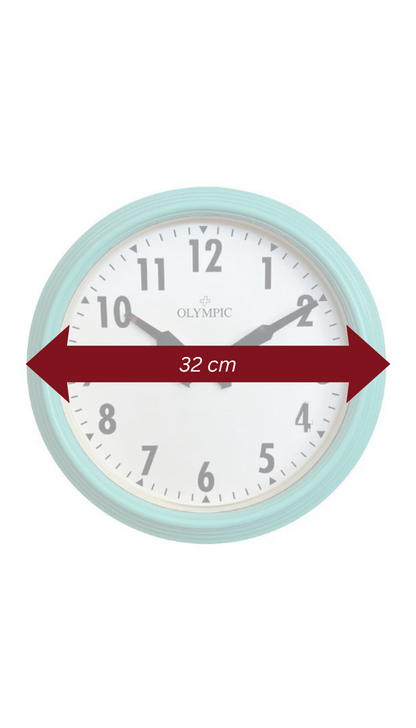 Olympic Topham Station Clock Turquoise Case 32cm